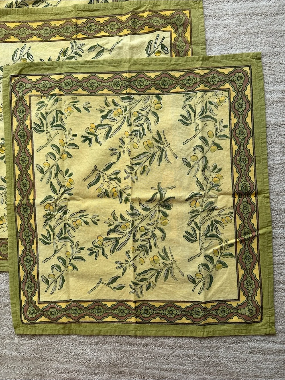 Set of 4 Couleur Nature Olive Tree Napkins Yellow/Green Designed by Bruno Lamy